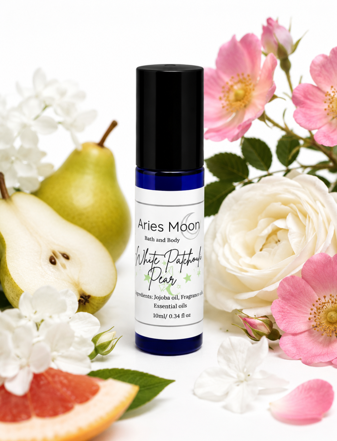 White Patchouli Pear Roller Ball | White Citrus & Juicy Pear