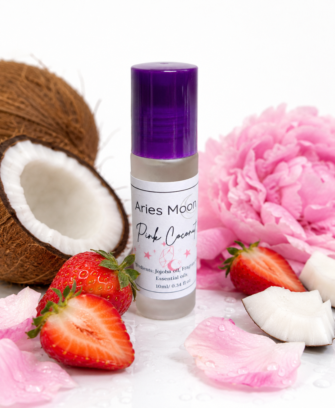 Pink Coconut Roller Ball | Coconut Cream & Strawberry Peony