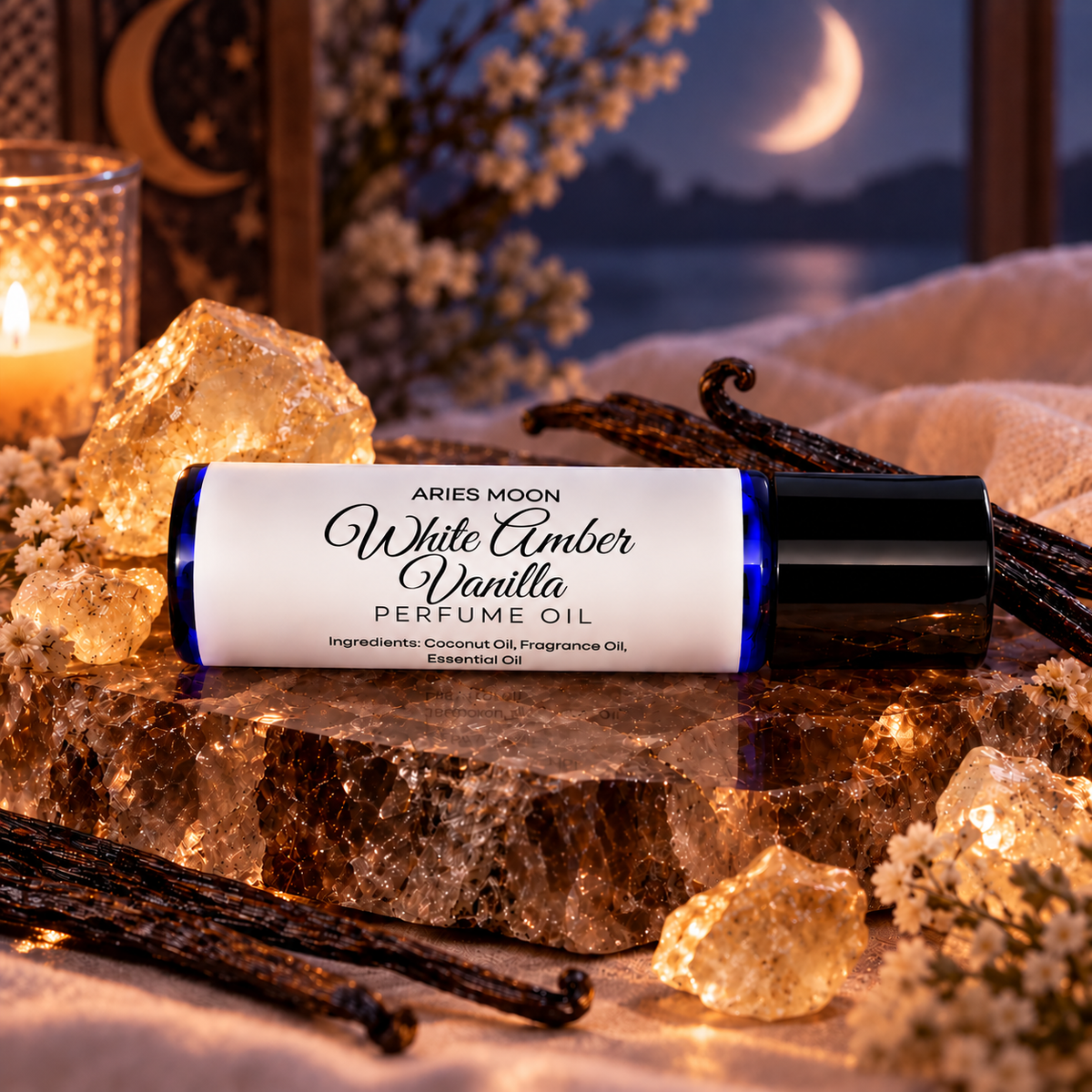 White Amber Vanilla Roller Ball | Warm Vanilla & Amber Musk